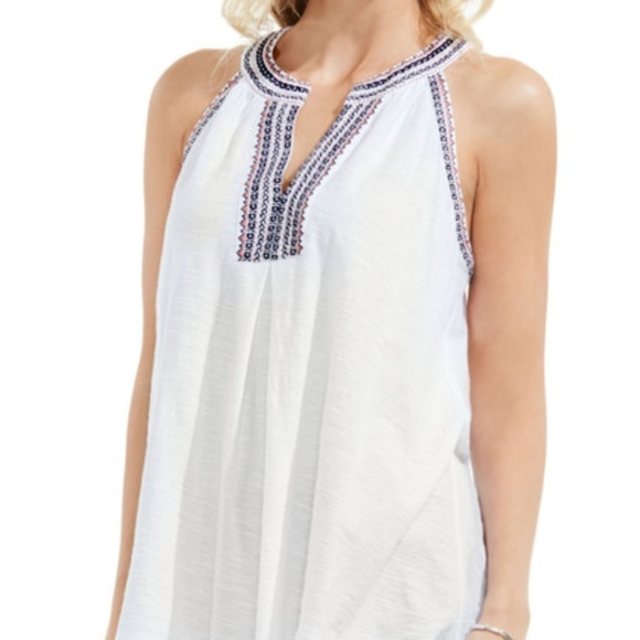 New Two by Vince Camuto Embroidered Slub Tank top - Picture 2 of 2